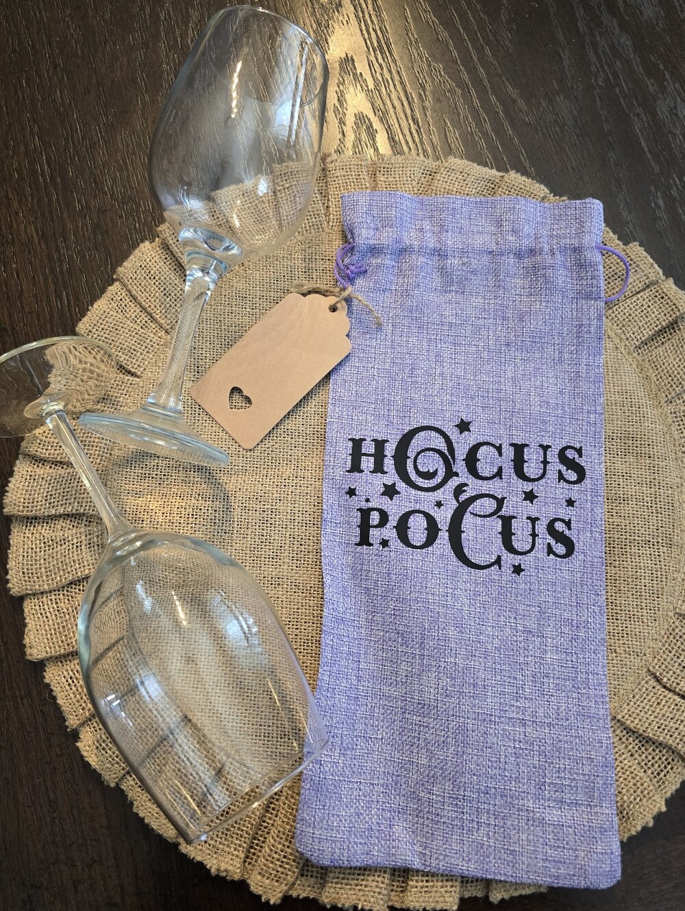 ✨ 🎃🐦⬛🍷NEW Handmade Halloween Hocus Pocus Burlap Wine Gift Bag ✨
